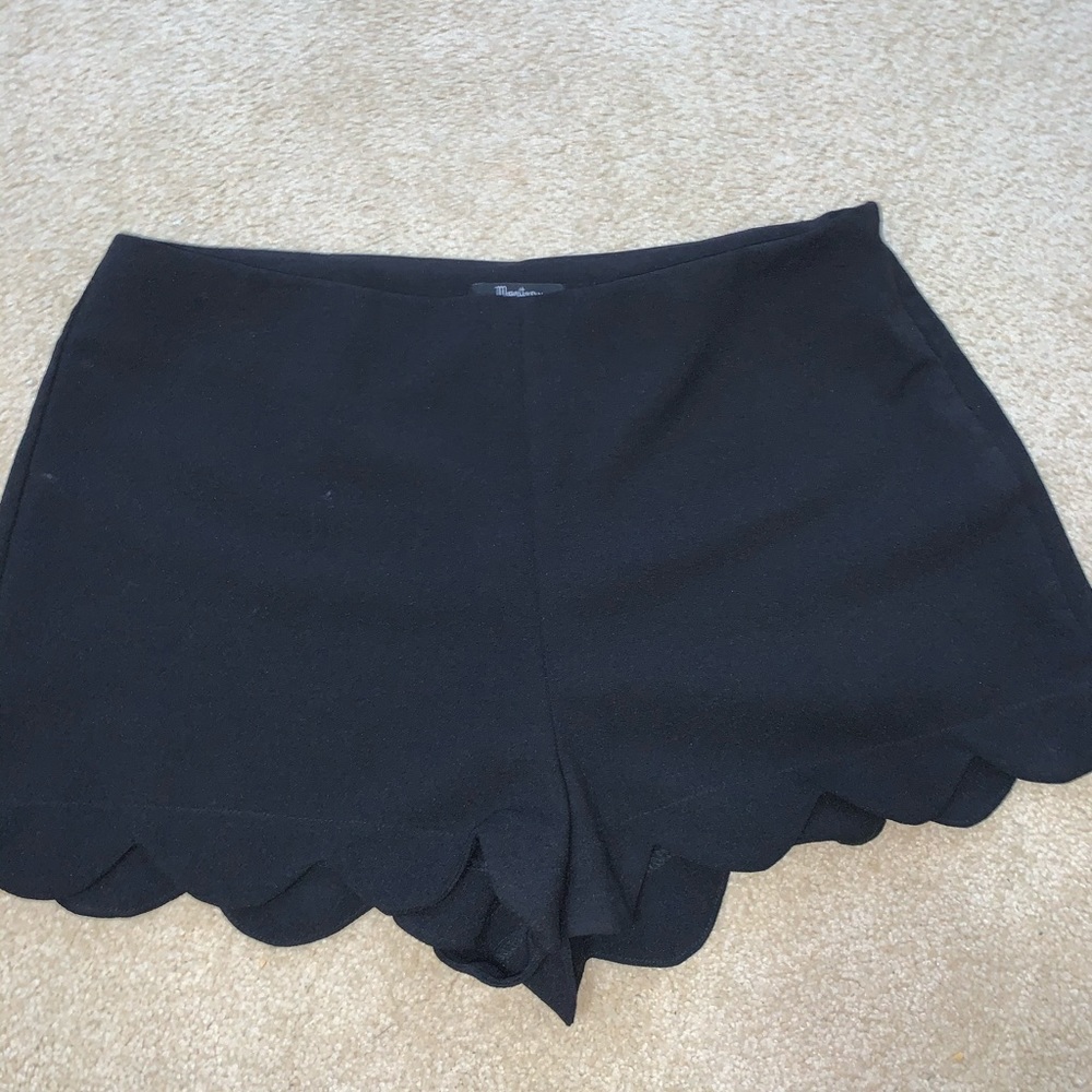 Black shorts with scalloped bottom style